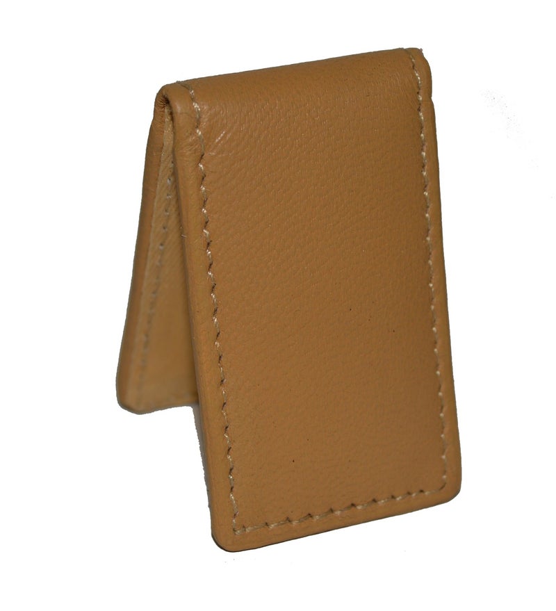 LB LEATHERBOSS Leatherboss Genuine Leather Slim Magnetic Minimalist Bifold Money Clip Cash Holder Wallet, Tan - Image 2